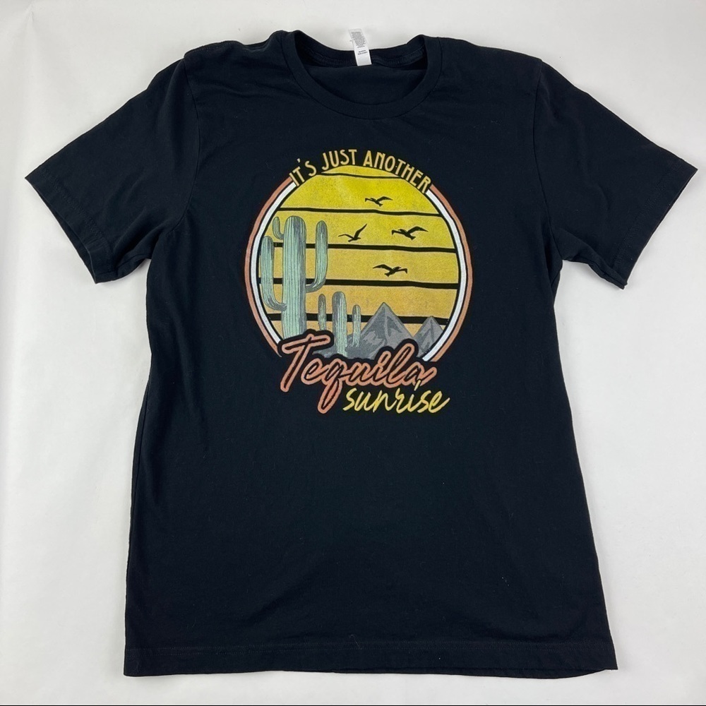 Canvas Tshirt Mens Large Black Tequila Sunrise Graphic